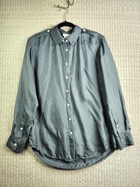 Band of Outsiders Army Green 100% Sill Button-Up Shirt, Women's Size 2